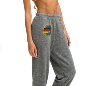 Aviator Nation Gray Sweatpants with rainbow accent